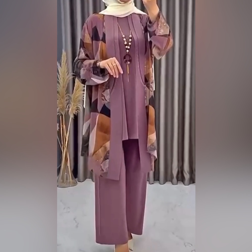 Geometric Patterned Kimono Marching Set